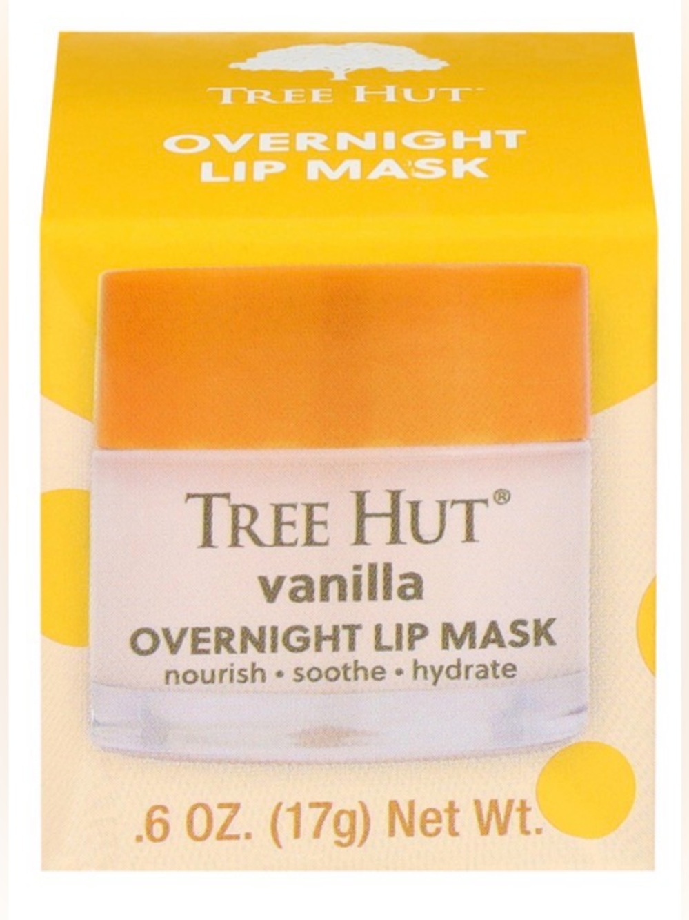 Tree Hut Vanilla Overnight Lip Mask – Nourishing Vanilla Lip Balm (Yellow Cap)